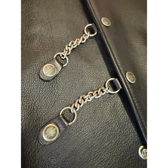 XXL Harley Davidson Leather Vest US Combat Veteran Navy POW Virginia Skull - Picture 2 of 16